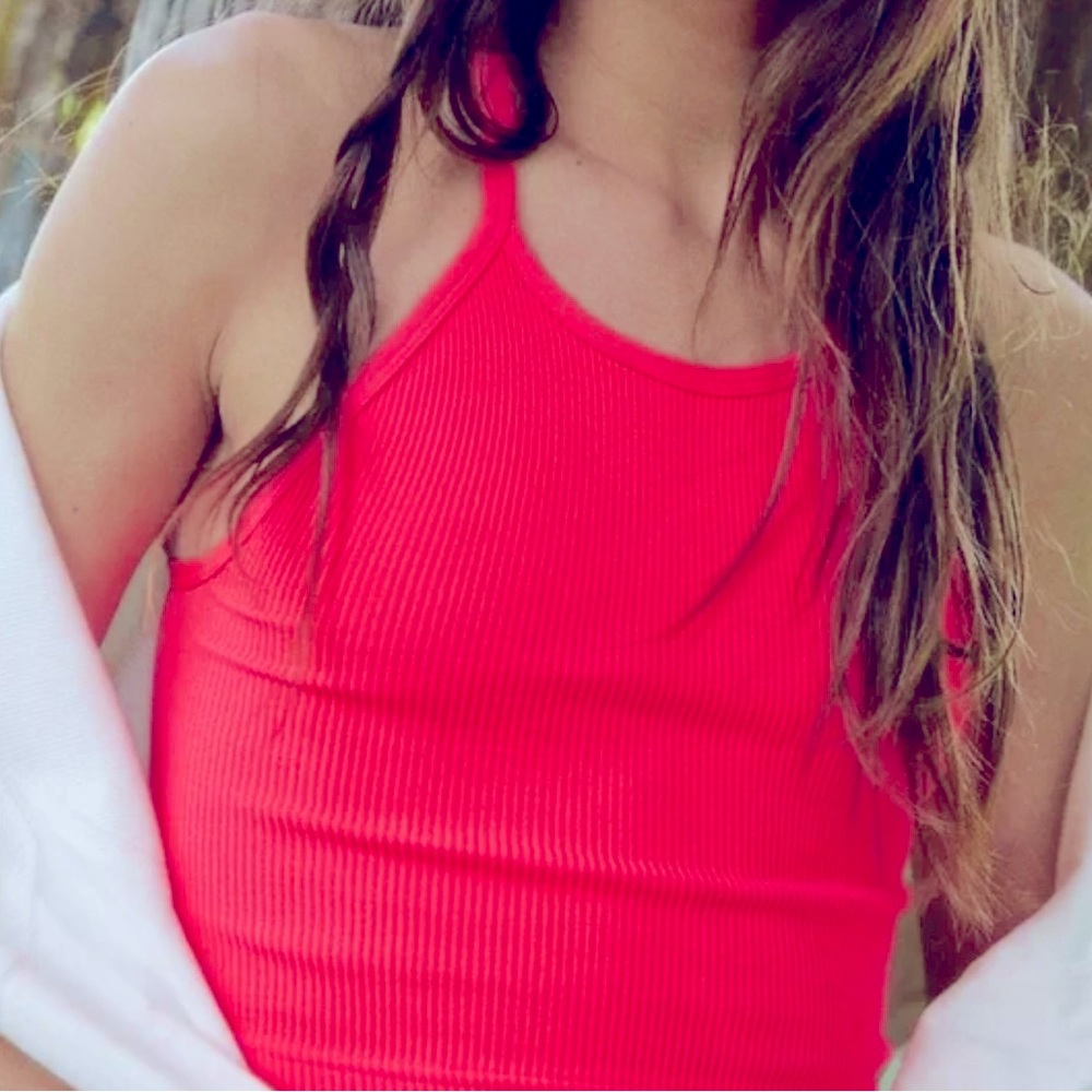 🍒NWOT Free People Movement Happiness Runs Tank Top. Bright Coral/Melon. XS/S